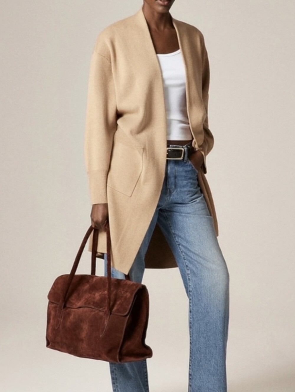 Sweater blazer with side slits | Cotton Wool Blend